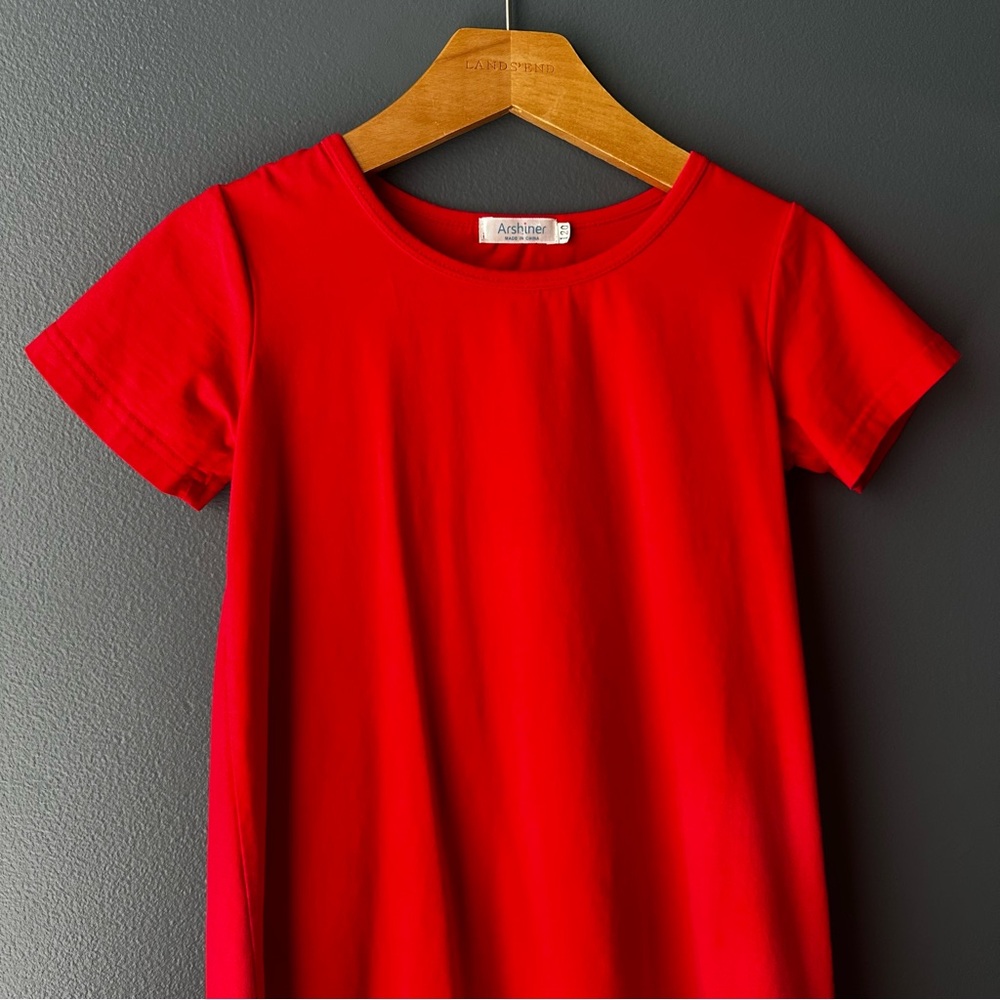 ❤️ ARSHINER girls dress red short sleeve dress size 120 size 6 size 7 youth - Picture 3 of 6